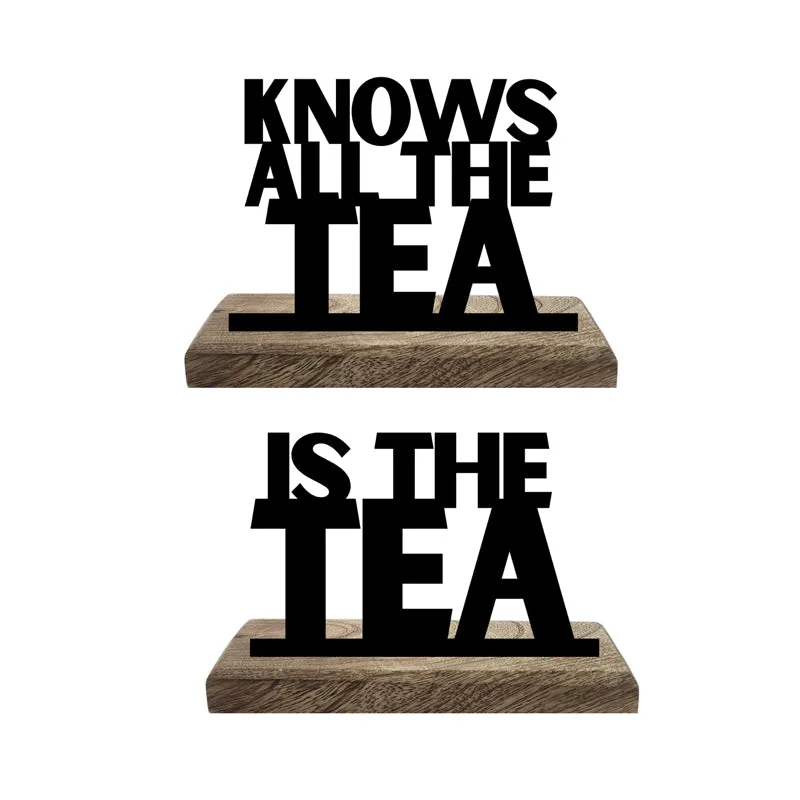 Knows All The Tea Typography Showpiece - Set Of Two media 4