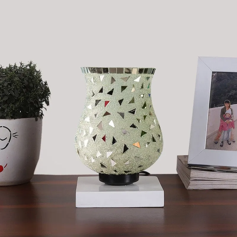 Glimelle Mosaic Glass Table Lamp With Wooden Base - Multicolor media 4