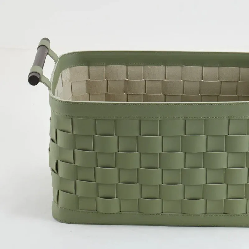 Elegra Faux Leather Storage Basket - Green media 6