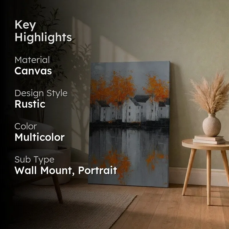 Serene Lakeside Homes Canvas Wall Art media 2