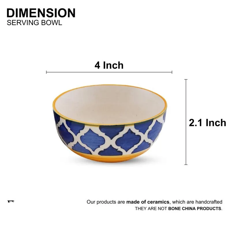 PetalEdge Ceramic Snack Bowls (Blue, 200 mL Each) - Set Of Four media 7