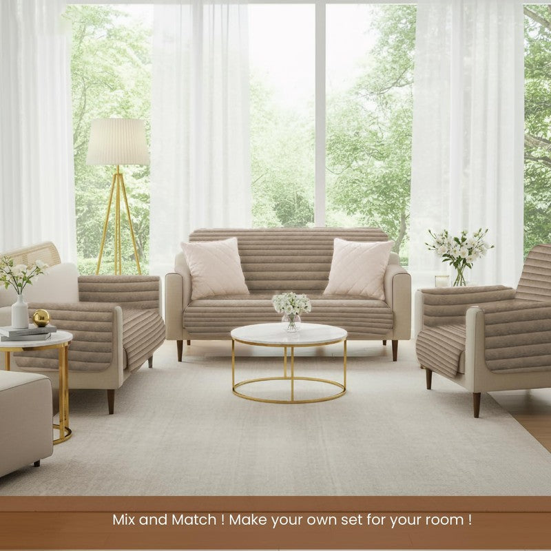 Urban Space Linear Quilted Sofa Cover - Brown media 3