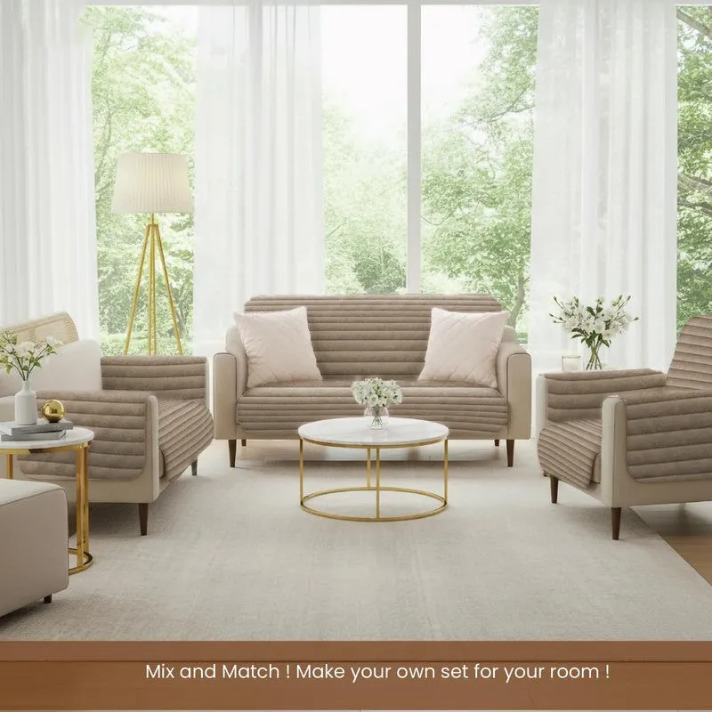 Urban Space Linear Quilted Sofa Cover - Brown media 3
