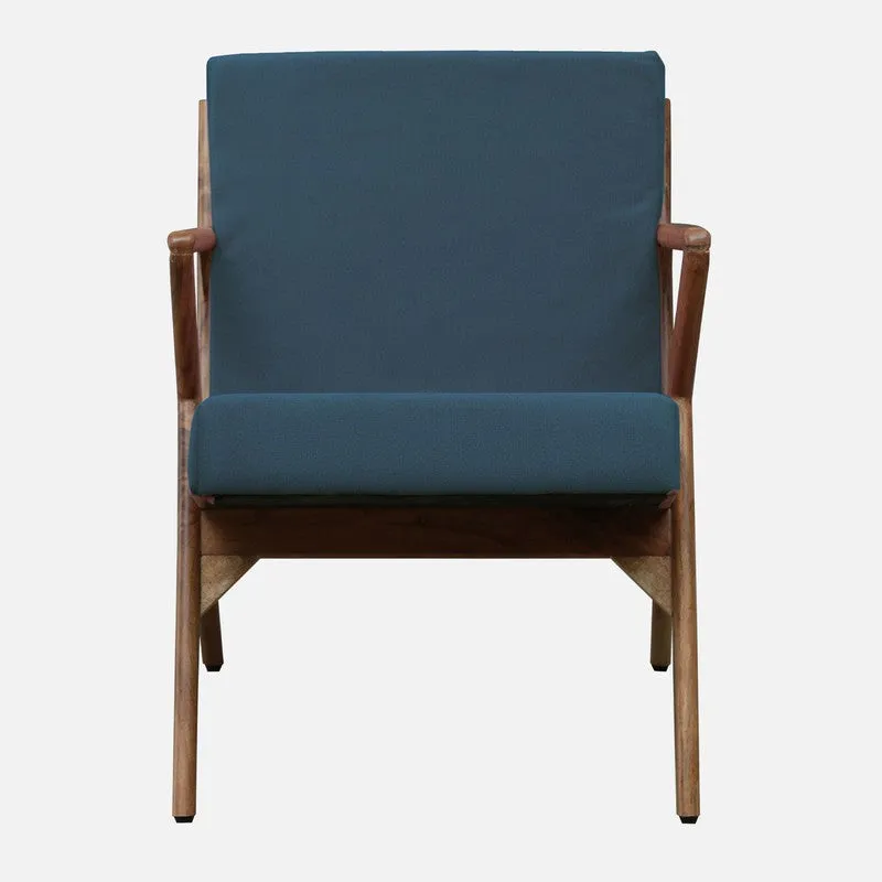 Metrona Acacia Wood Accent Chair - Blue media 4