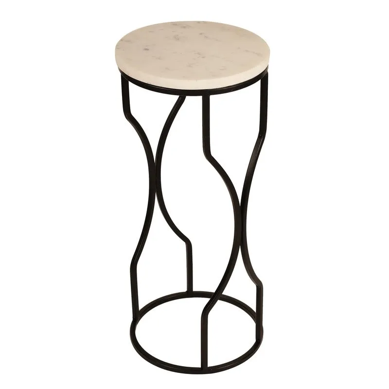 Marble Top Base Aluminum Side Table (Black) - Small media 5