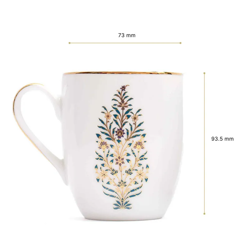 Gilded Shahi Coupe 24k Gold Brushed Porcelain Coffee Mug(280 mL Each) - Set Of Four media 8
