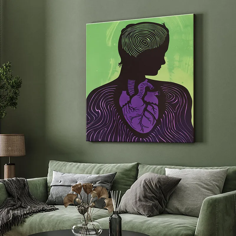Heart and Female Purple Silhouette Wall Painting media 4