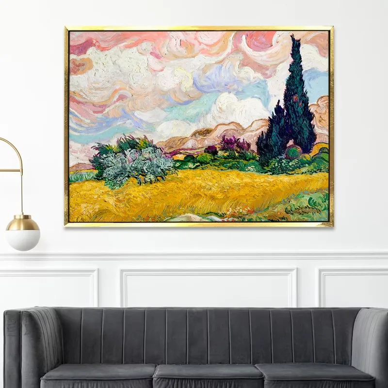 Cypress Silhouette Canvas Wall Painting With Frame media 5