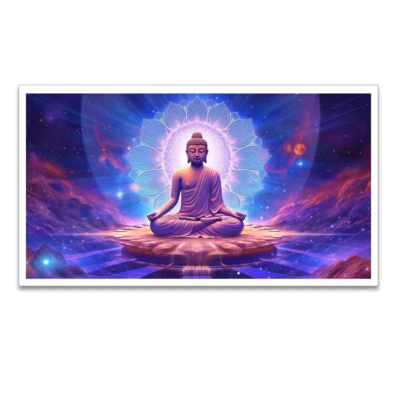 Blue Divine Buddha Canvas Wall Painting With Frame media 6