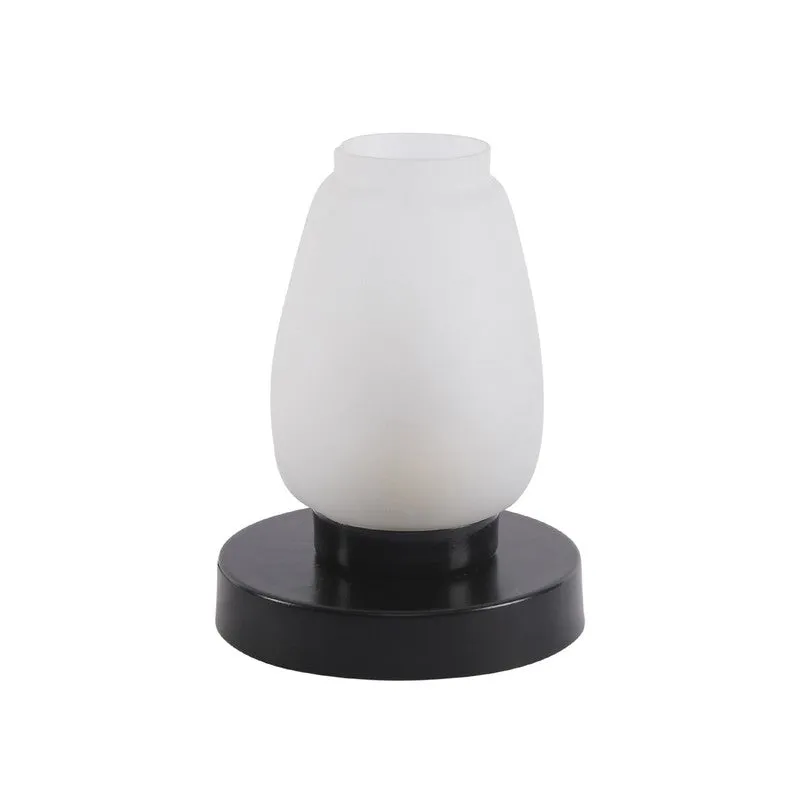 Glowzen Glass Table Lamp With Wooden Base - White media 4