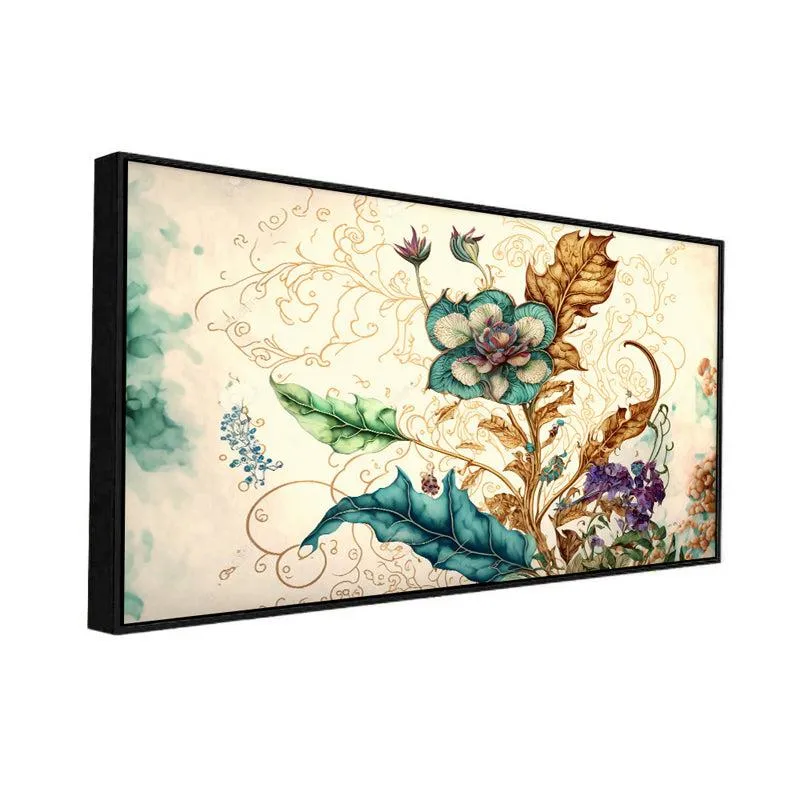 Autumn Botanika Floral Canvas Wall Painting With Frame - Black media 4