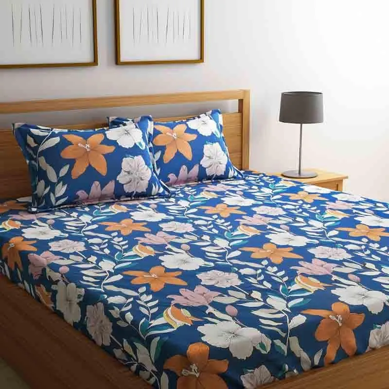 Enlarged Floral Charm Cotton Bedsheet - 210 TC media 3