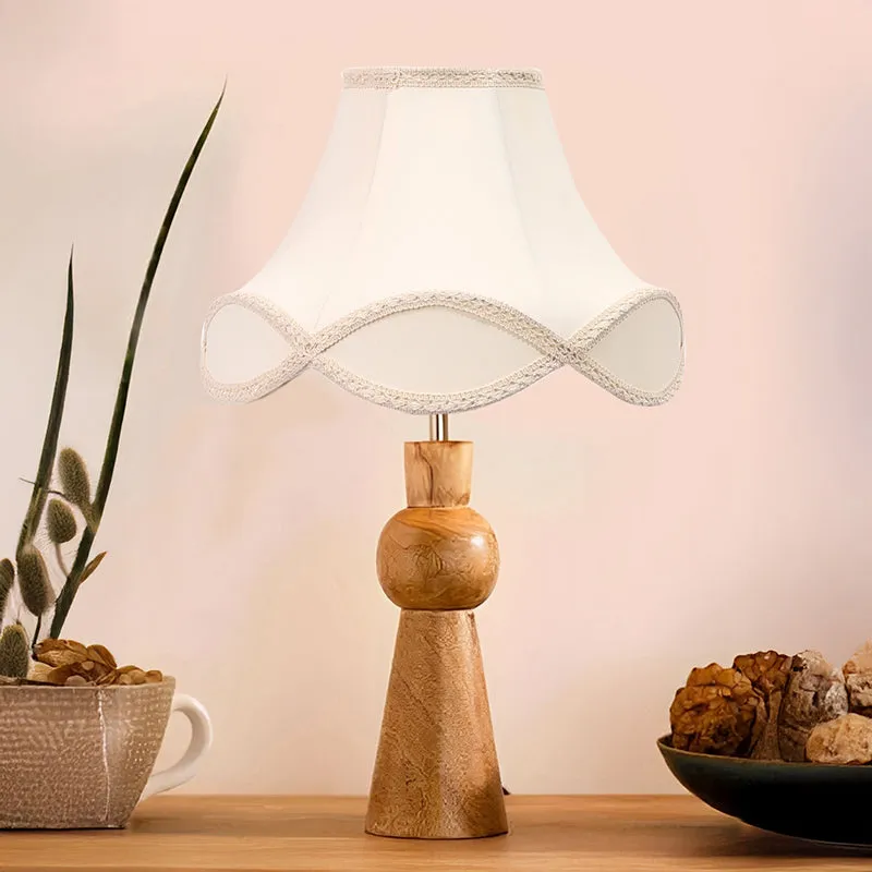 Angler Mist Wooden Table Lamp - White,Brown media 2