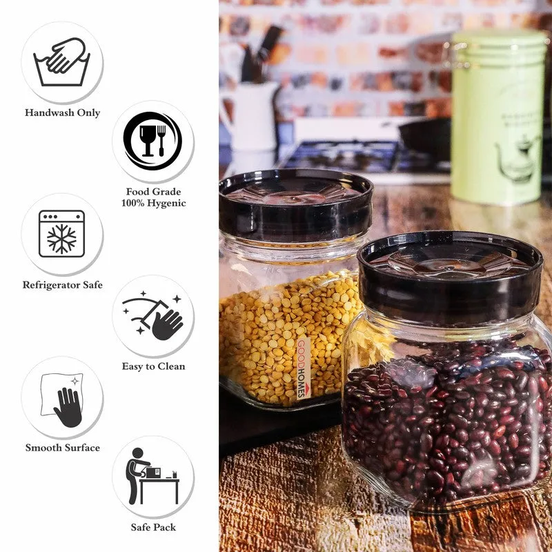 Transparent Glass Jars with Lid (750 mL Each) - Set Of Two media 5