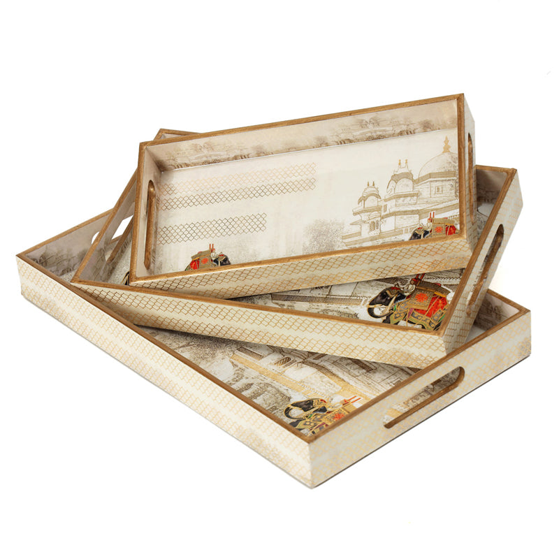 Darbar Parade Wood Serving Tray - Set Of Three media 6