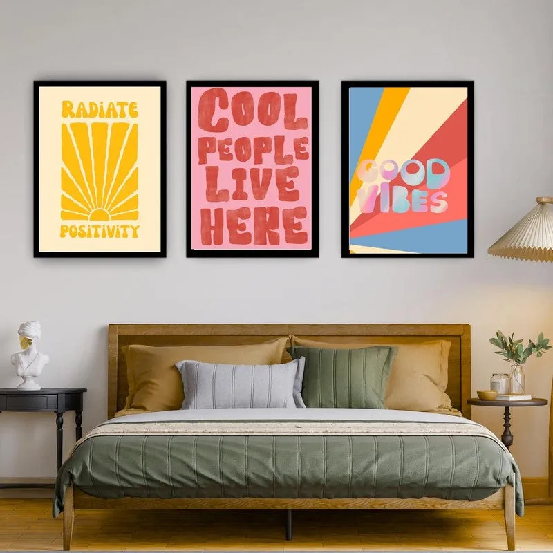Positivity Pop Paper Wall Painting With Frame - Black media 1