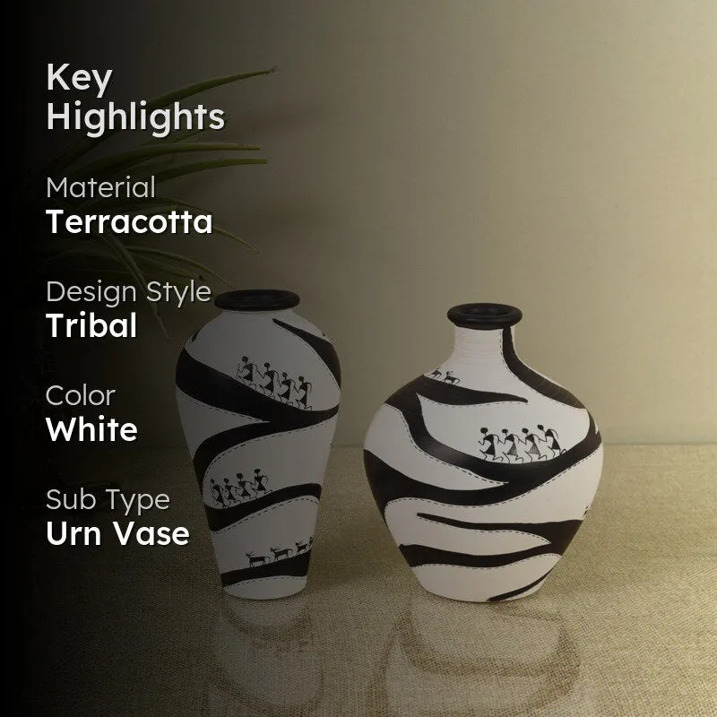 Warli Zebra Fusion Vase - Set Of Two media 2