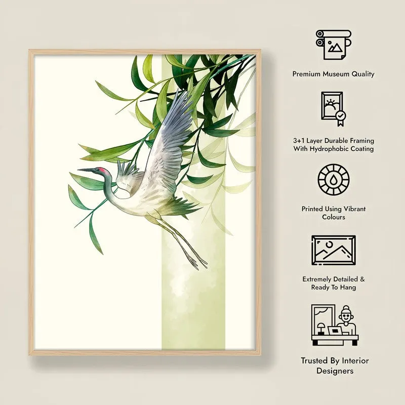 Marshland Majesty Botanical Archival Paper Wall Art - Natural Brown Frame media 8