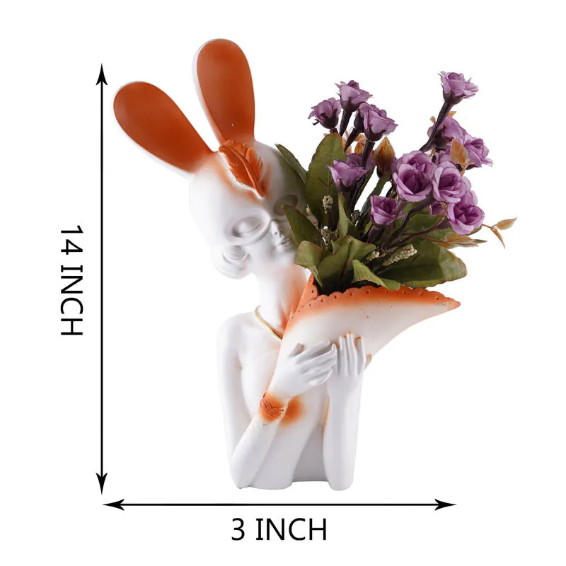 Thaisa Polyresin Vase - White & Orange media 6