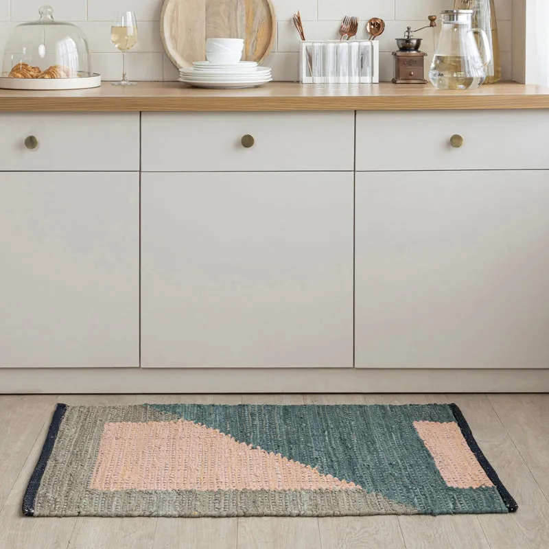 Solven Cotton Door Mats - Blue, Beige media 4