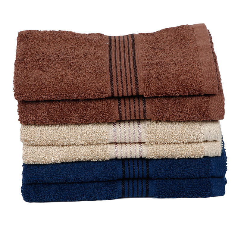 Pluma Cotton Hand & Face Towel (Brown,Beige & Navy Blue) - Set Of Six media 3