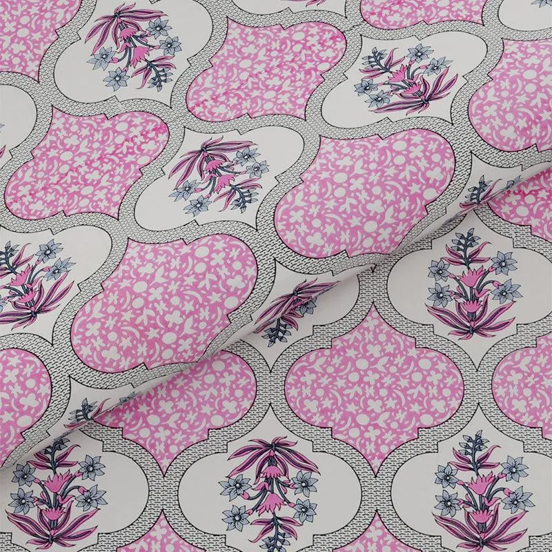 Devarna Printed Cotton Bedsheet (Pink) - 240 TC media 5