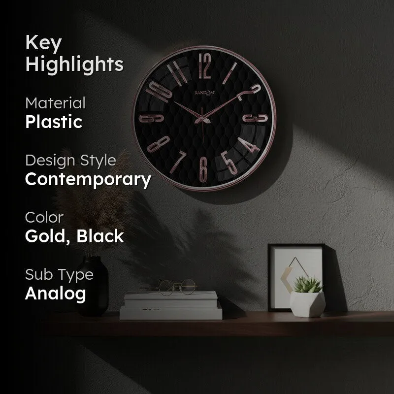 Elite Numeric Plastic Wall Clock -Rose Gold & Balck media 2