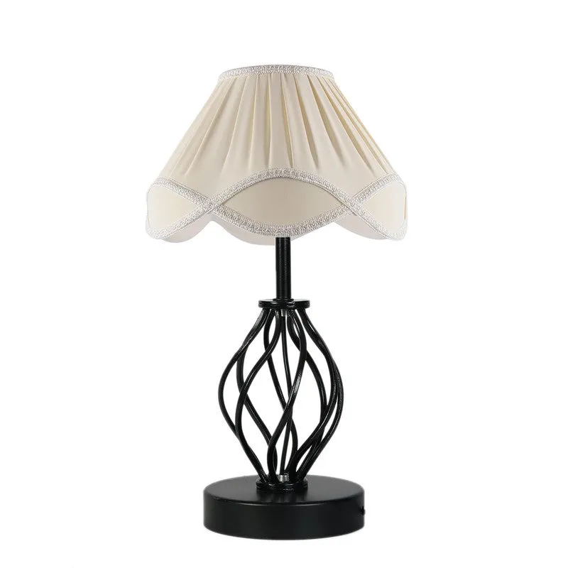 Aurelinea Cotton Table Lamp With Wooden Base - Ivory media 5
