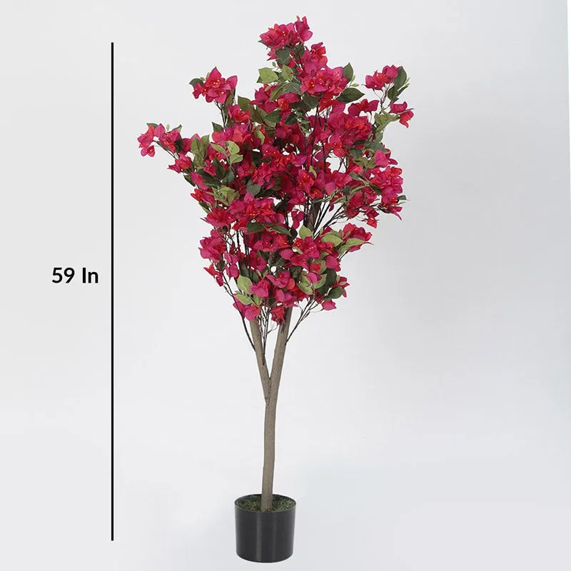 Faux Realtouch Bougainvillea Flower With Black Plastic Pot - 4.6 Feet media 6