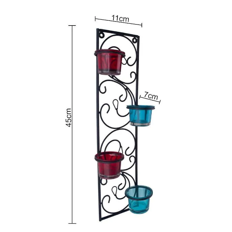 Twisted Luminaire Candle Holder (Turquoise & Red) - Set Of Two media 5