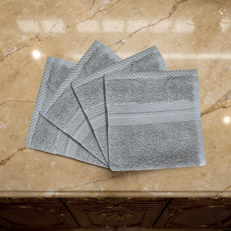 PlushAura Cotton Face Towel (Grey) - Set Of Four media 5