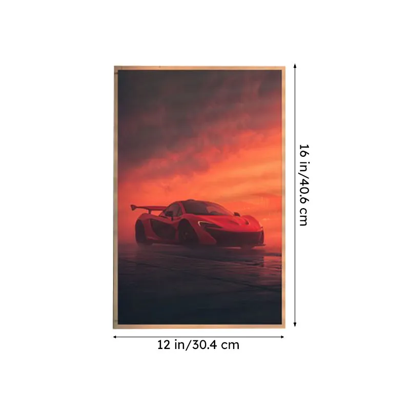 Single vertical car poster with red sports car artwork