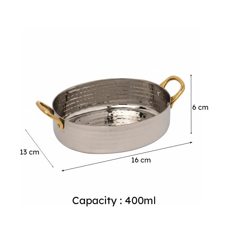 Vintage Allure Hammered Oval Kadhai Serving Pot - 400 ML media 5