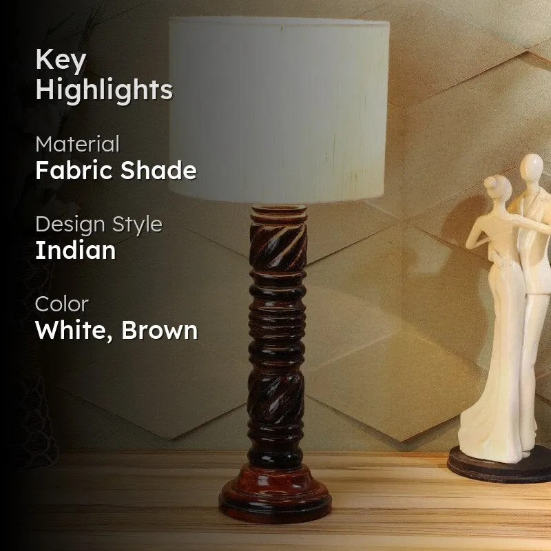Urbane Jericho Fabric Table Lamp - White,Brown media 2