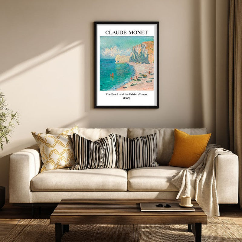 The Beach and the Falaise Damont Archival Canvas Wall Painting - Black Frame media 3