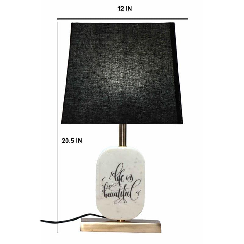 Life Light Printed Marble & Brass Base Fabric Table Lamp - Black,White media 5
