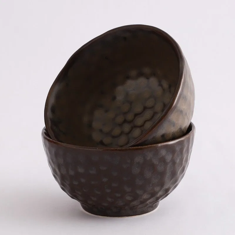 Textured Stoneware Snack Bowl (Dark Brown,350 mL) - Set Of Two media 10