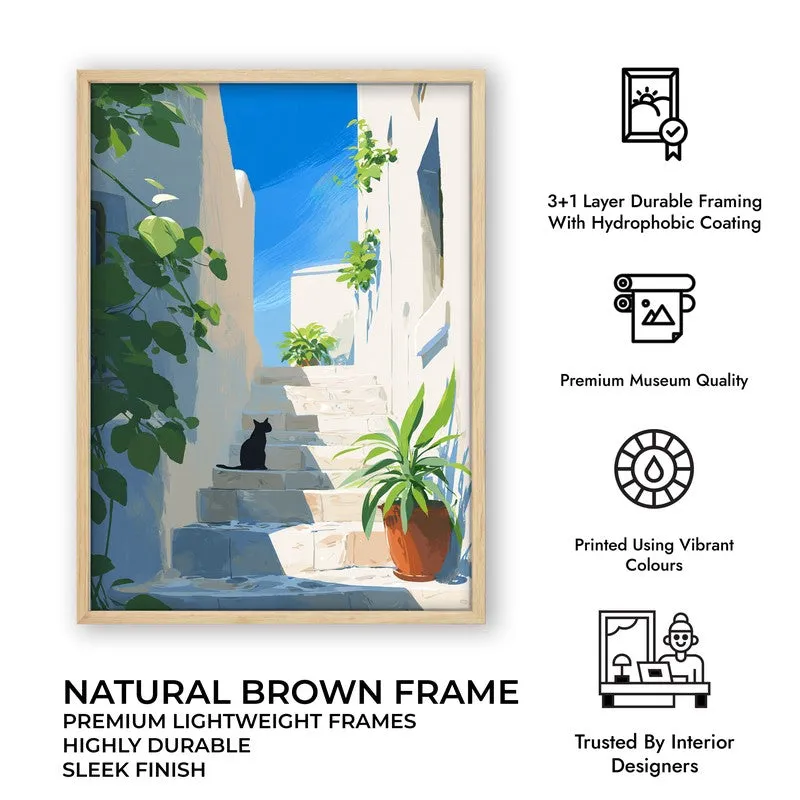 Shadow Stair Canvas Wall Painting - Brown Frame media 10
