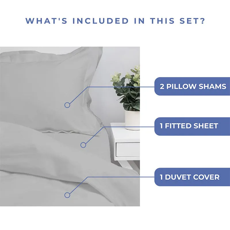 Evelyn 100% Cotton Satin Weave Bedding Set - Silver - 400 TC media 4