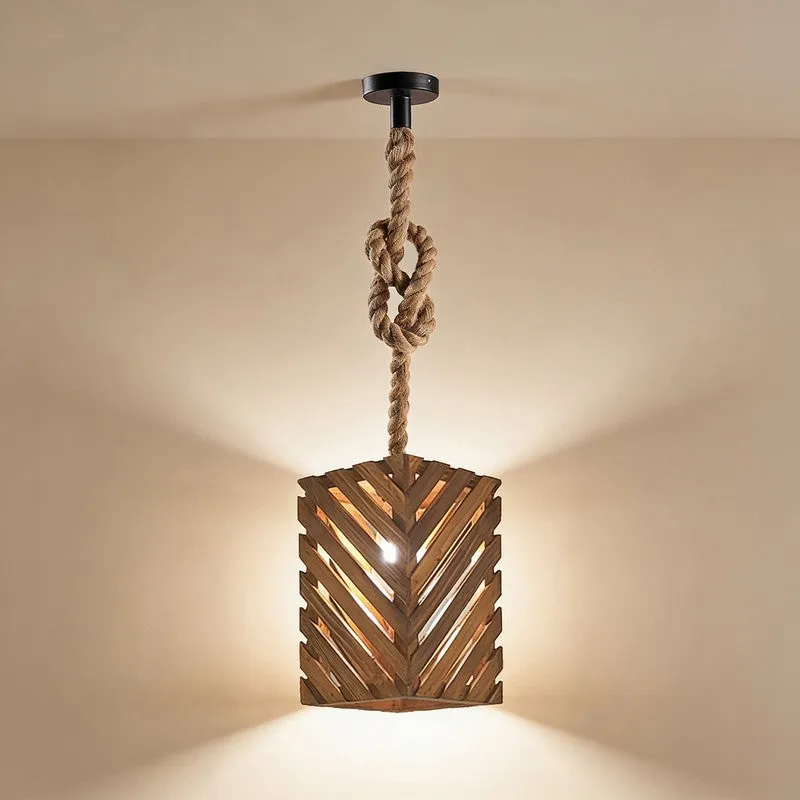 HexaCage Wooden Ceiling Lamp - Brown media 6