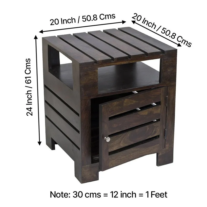 Wverix Sheesham Wooden Side & Bedside Table - Black media 9