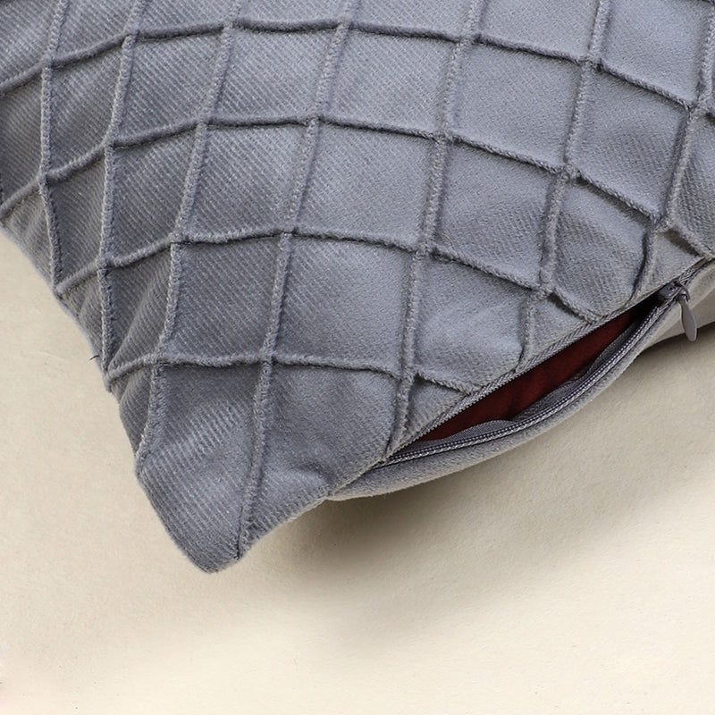 Swayam Lohita Pintex Velvet Cushion Cover (Grey) - Set of Two media 5