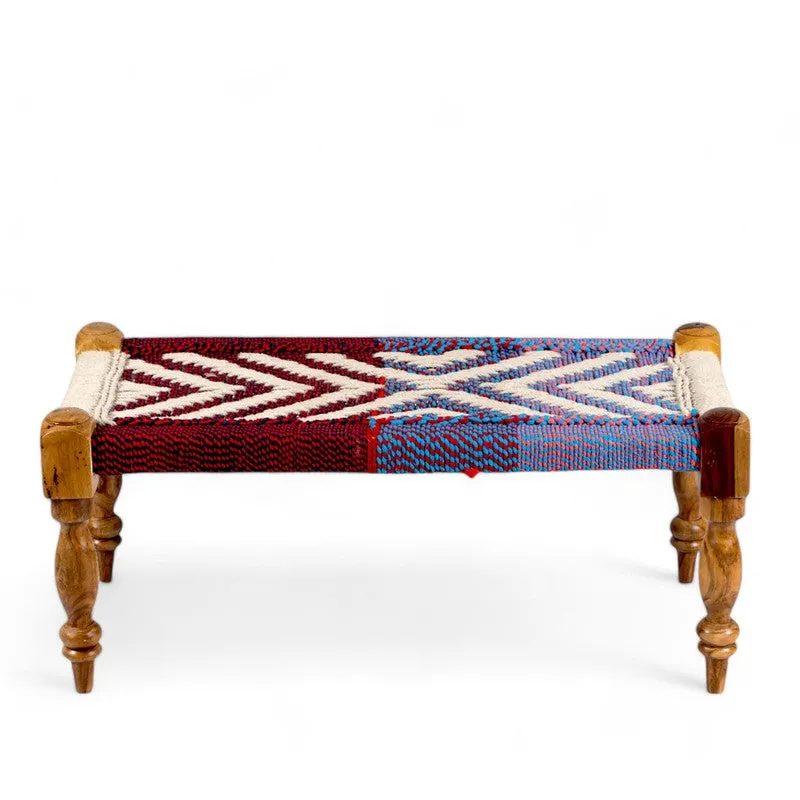 Flexo Sheesham Wooden Bench with Stools (Multicolor) - Three Piece Set media 5
