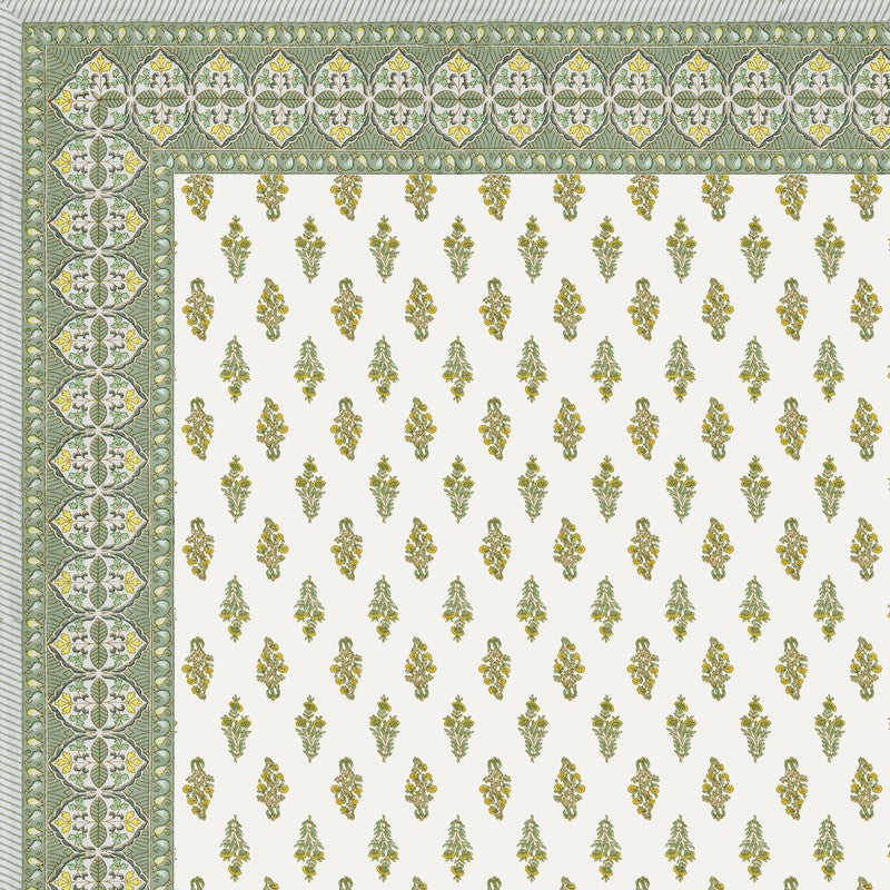 HeritagePetal Handblock Printed Cotton Bedsheet (Green) - 400 TC media 6