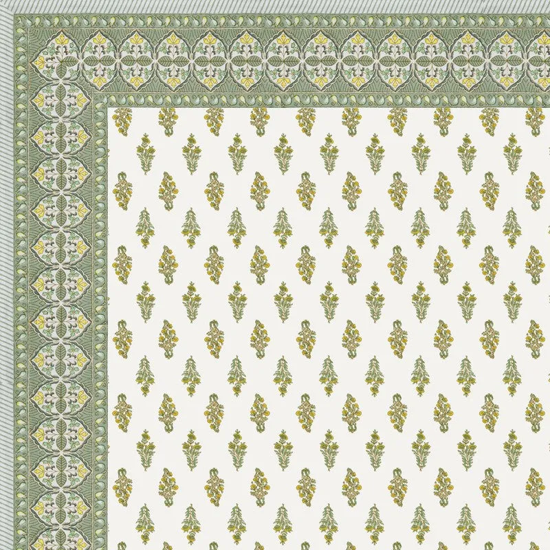 HeritagePetal Handblock Printed Cotton Bedsheet (Green) - 400 TC media 6