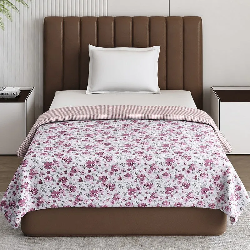 Monte Carlo Wildflower Floral Polycotton Reversible Dohar (Pink) - 150 GSM media 4