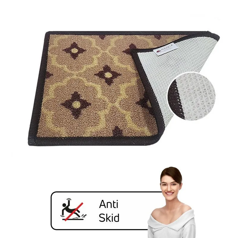 Eris Floral Nylon Door Mats - Brown,Beige media 7