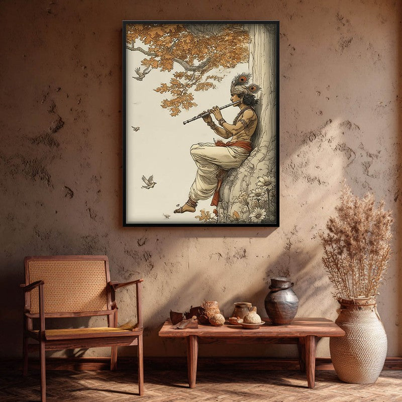 Sri Krishna Blissful Archival Paper Wall Art