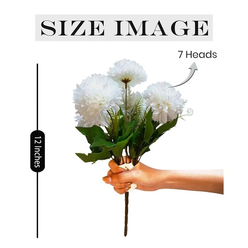 Hortensia Silk Chrysanthemum Artificial Flower - White media 9