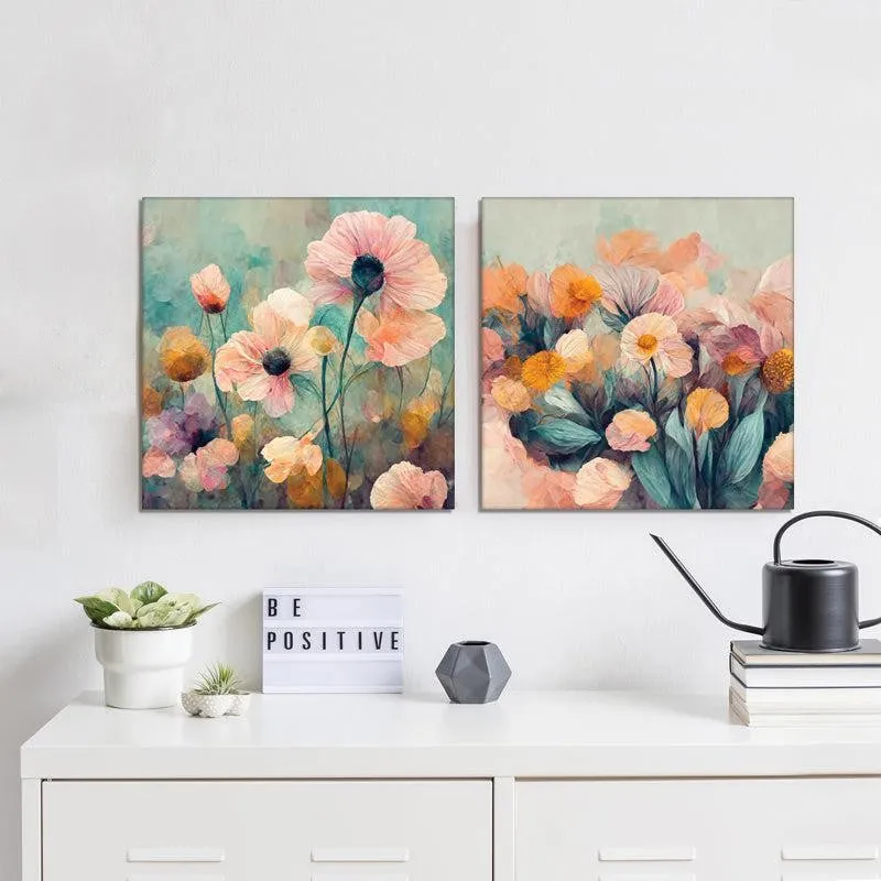Blushing Skies Canvas Wall Painting - Set Of Two media 5